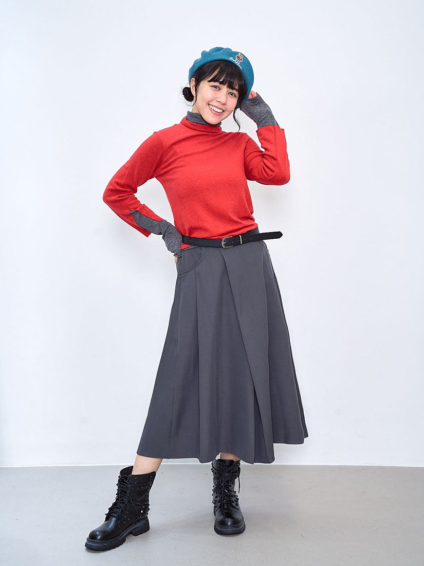 Belted Pleated Flare Skirt (2 Colours)