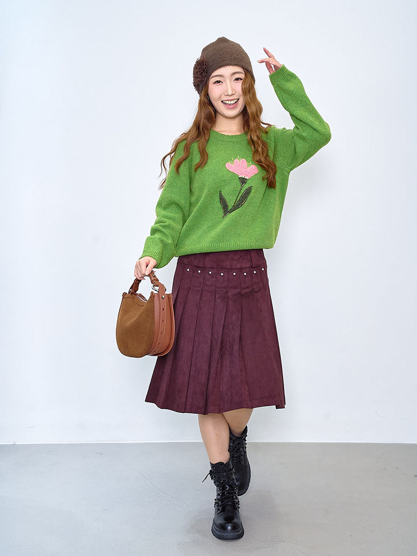 Studs Pleated Skirt (2 Colours)