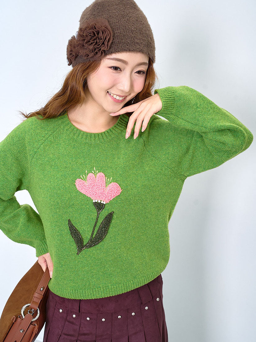Flower Applique Sweater (2 Colours)
