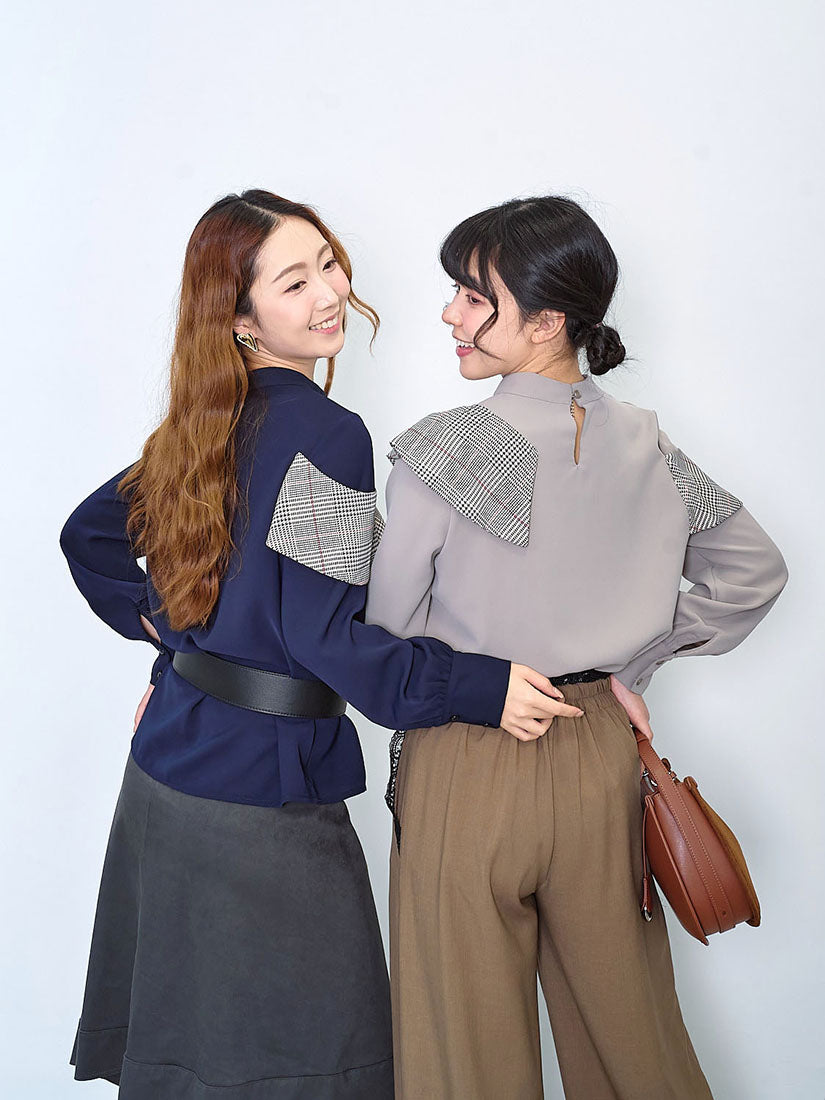 Plaid Printed Ruffle Detailed Top (2 Colours)