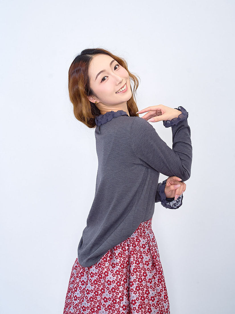 Chiffon Ruffle Neck Top (2 Colours)