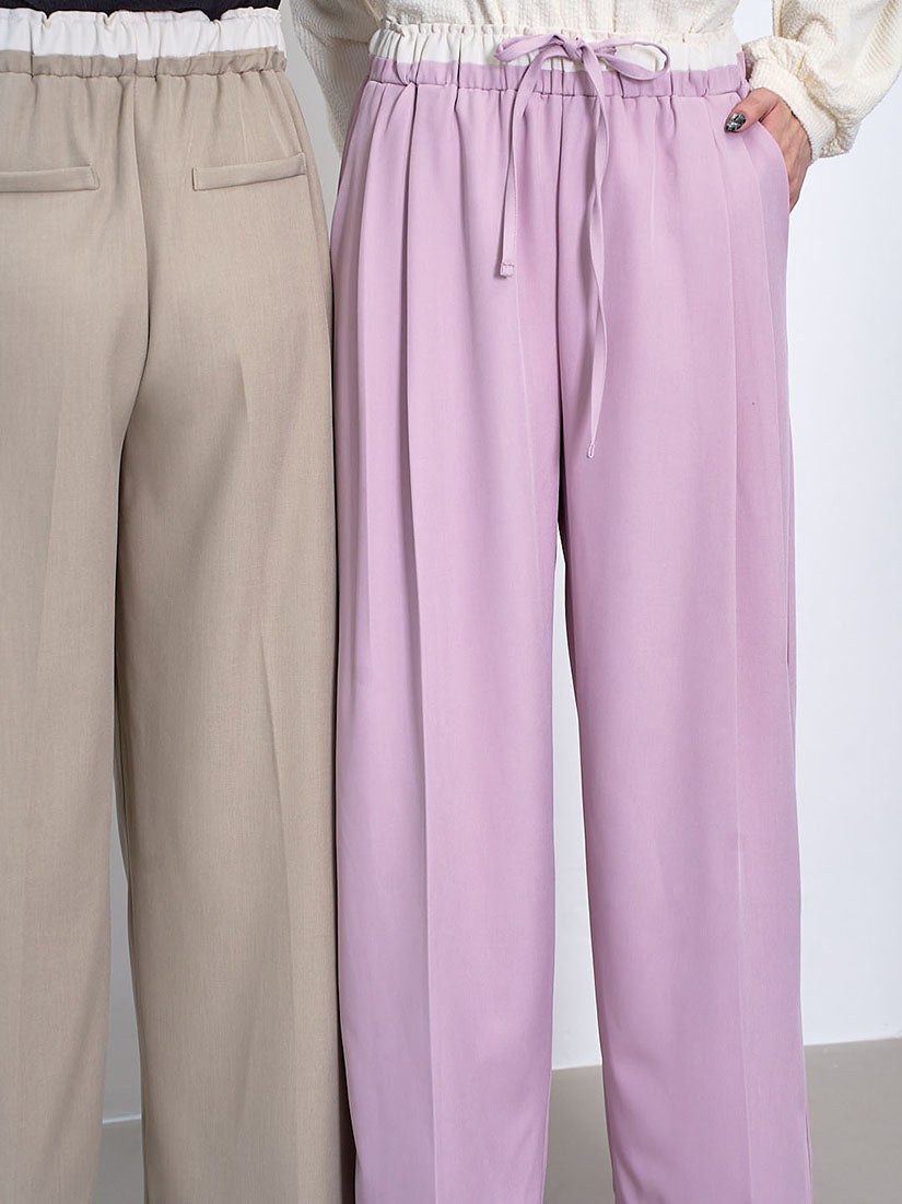 Contrast Drawstring Waistband Pants (3 Colours)