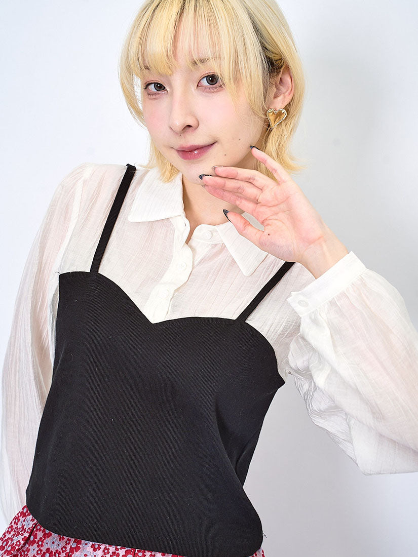 Sweetheart Neck Camisole Shirt (2 Colours)