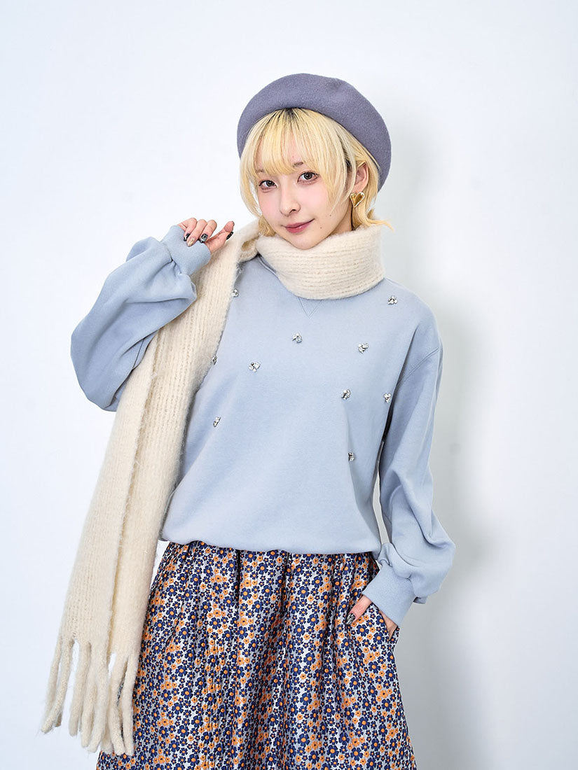 Rhinestone Embellished Sweatshirt (2 Colours)