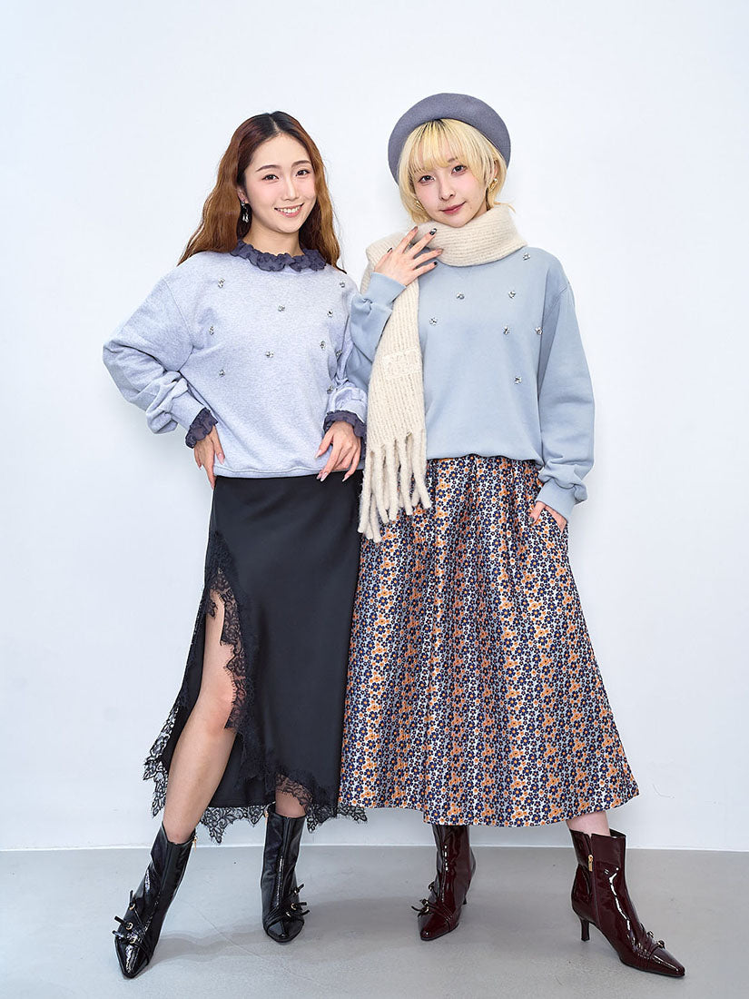 Rhinestone Embellished Sweatshirt (2 Colours)