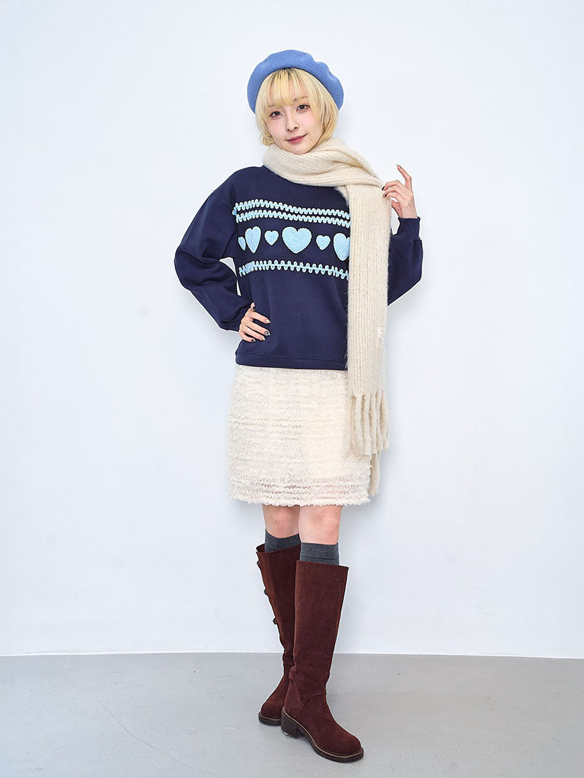 Chenille Heart Embroidered Sweatshirt (2 Colours)