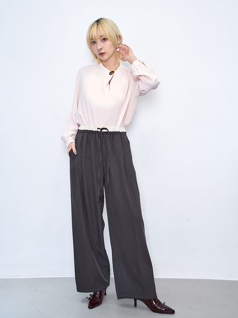 Artistic Metallic Button Drape Blouse (2 Colours)