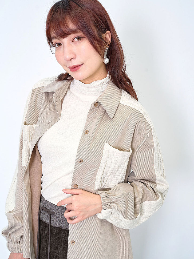 Cable Knit Pocket Shirt (2 Colours)