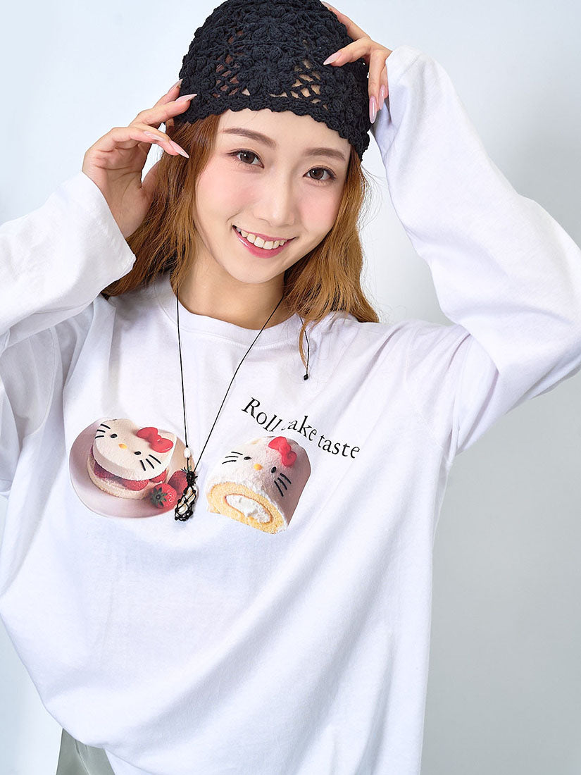 Kitty Cake Print Oversize Tee (2 Colours)