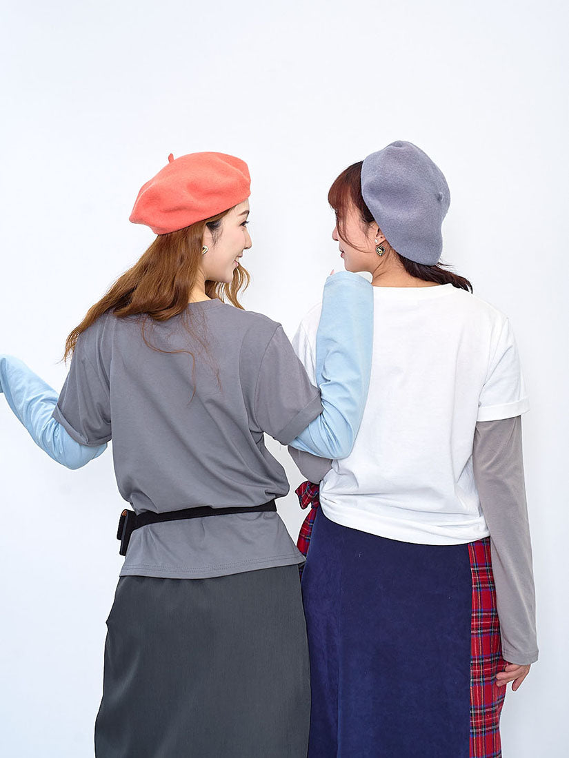 Front Printed Double Sleeve Tee (2 Colours)