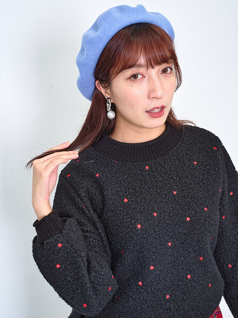 Heart Embroidered Fleece Sweatshirt (2 Colours)