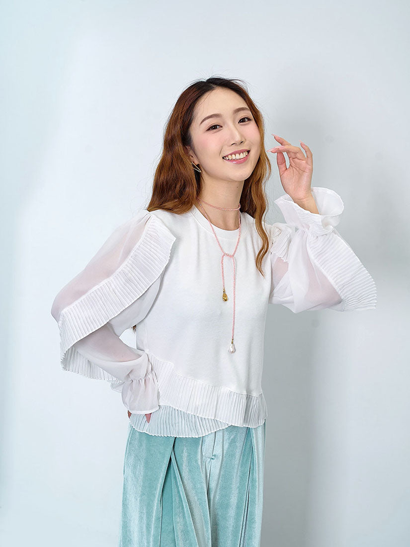 Pleated Ruffle Trim Top (2 Colours)