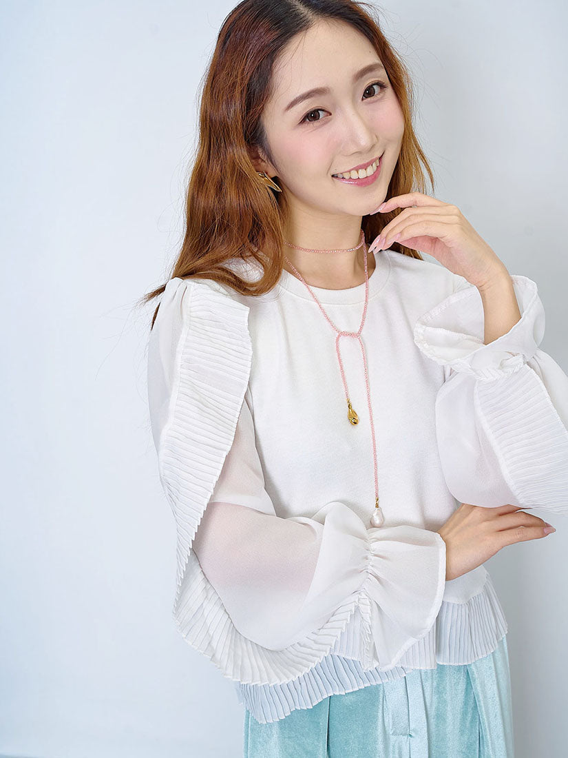 Pleated Ruffle Trim Top (2 Colours)