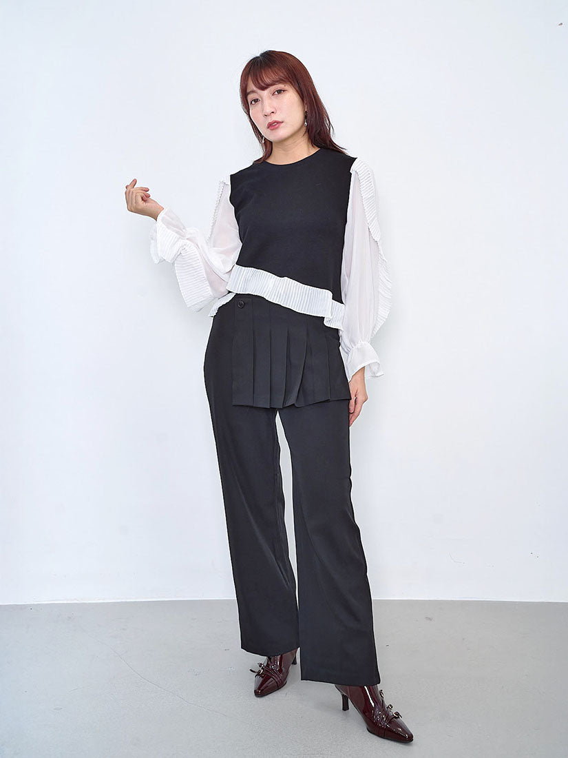 Pleated Ruffle Trim Top (2 Colours)