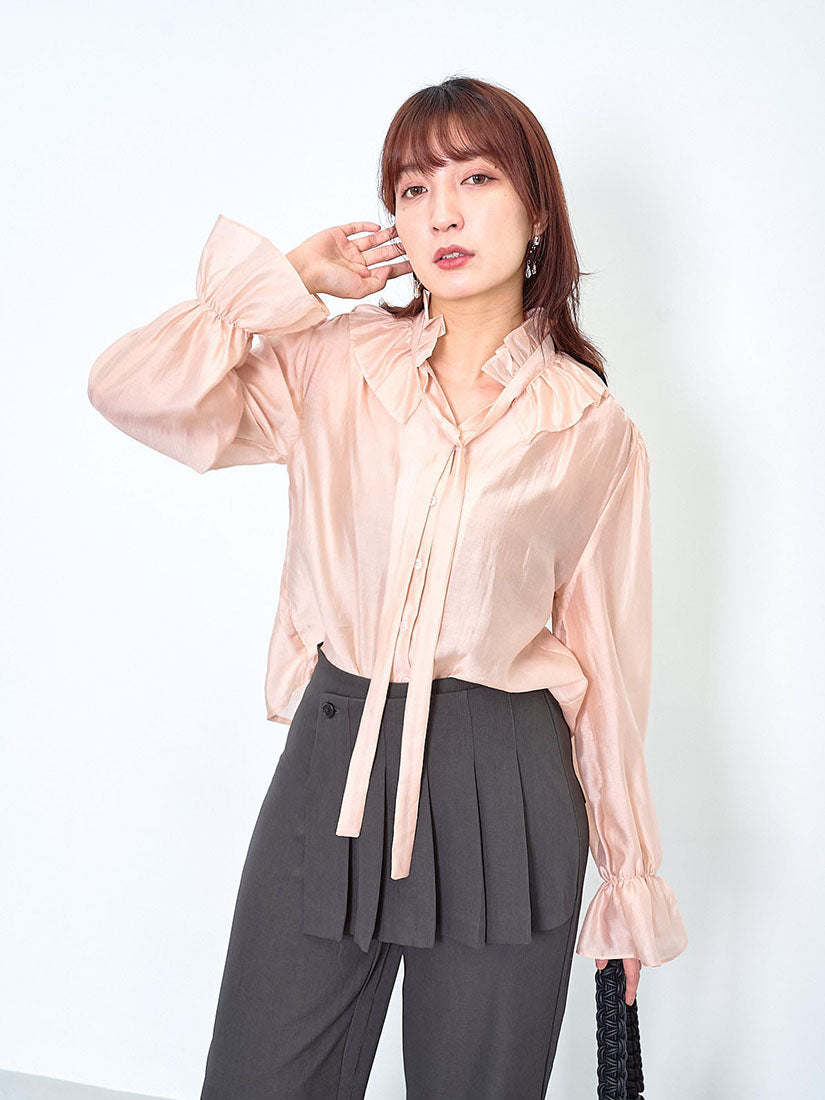 Ruffle Tie Neck Blouse (2 Colours)