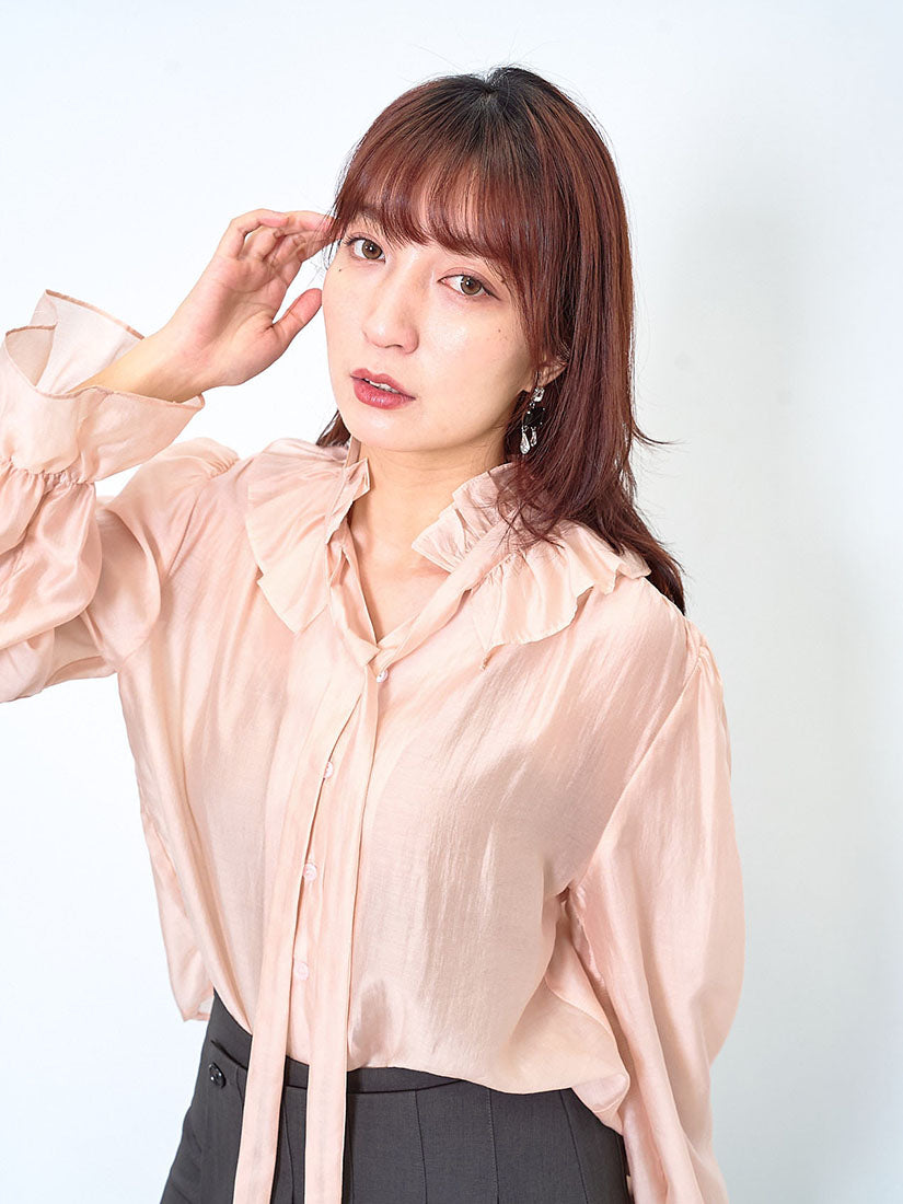 Ruffle Tie Neck Blouse (2 Colours)