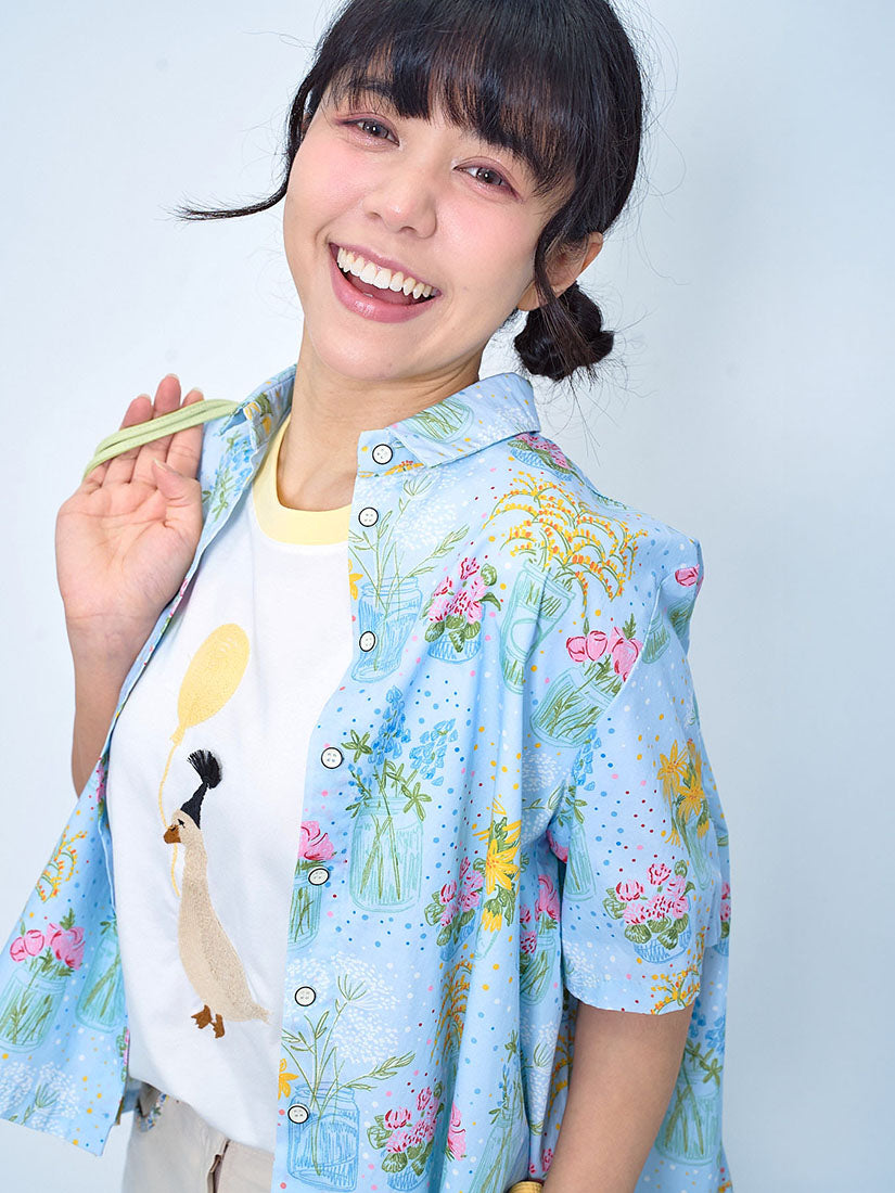 Flower Vase Printed Crop Shirt (3 Colours)