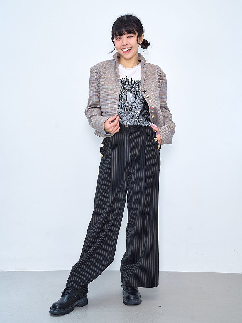 Fancy Buttony Check Blazer