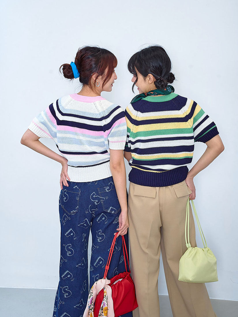Short Sleeve Striped Sweater (2 Colours)