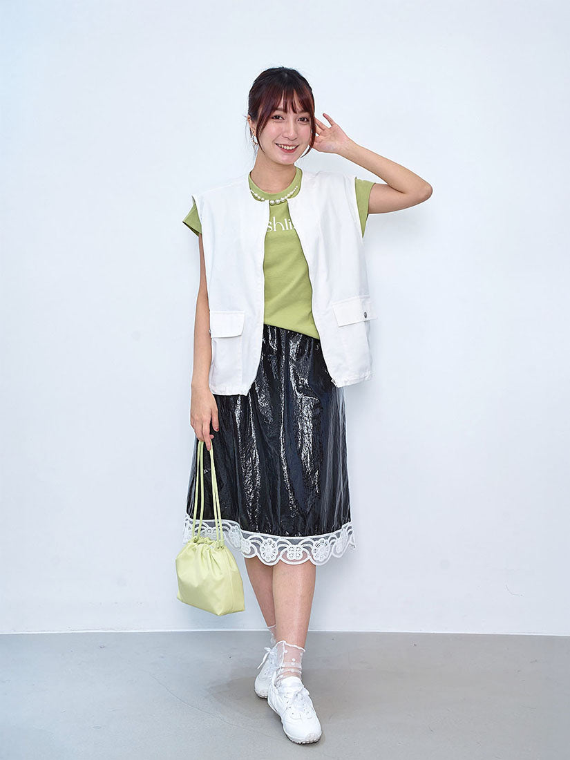 Drawstring Waist Zip Up Vest Jacket (2 Colours)