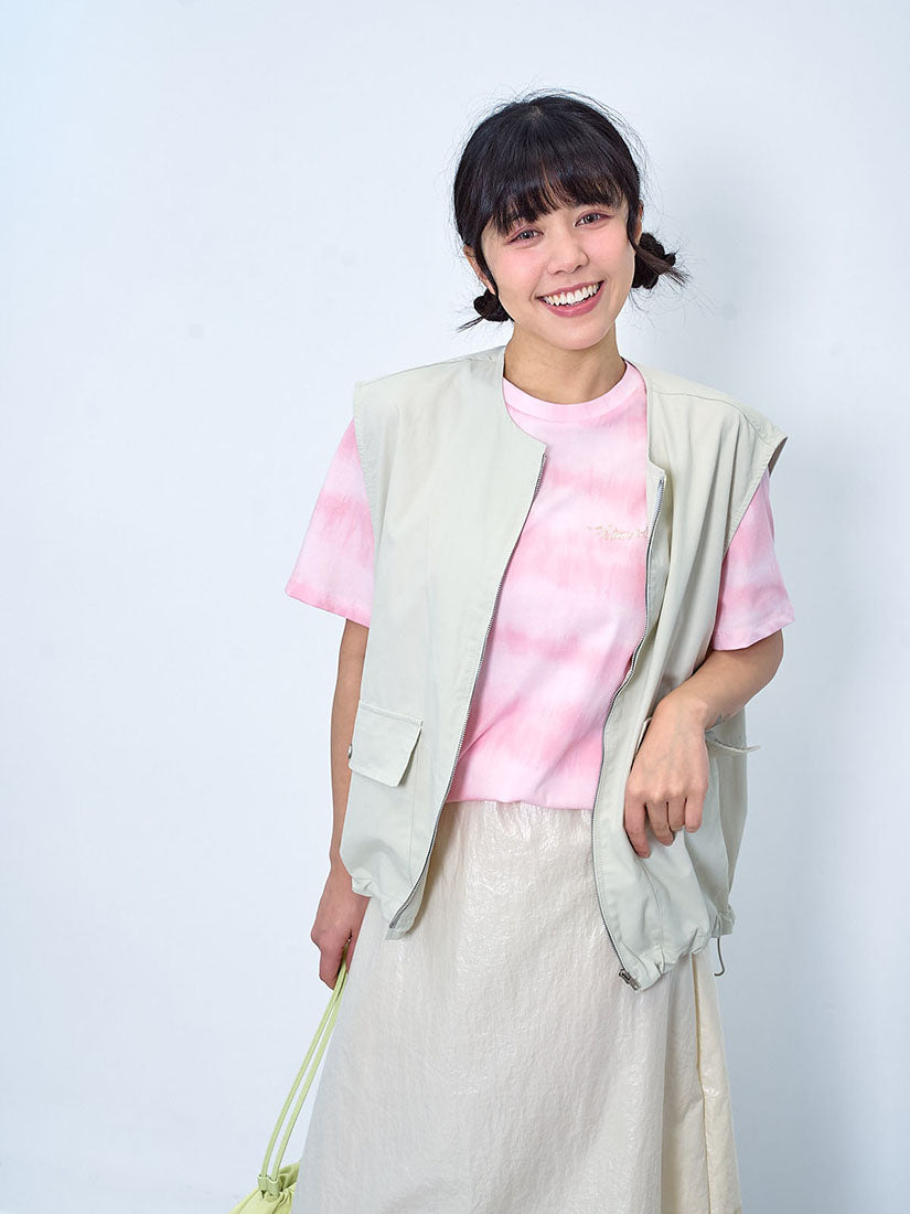 Drawstring Waist Zip Up Vest Jacket (2 Colours)