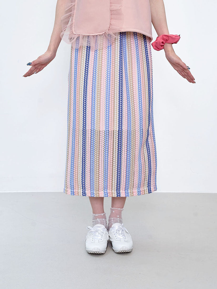 Bubble Striped Straight Skirt (2 Colours)