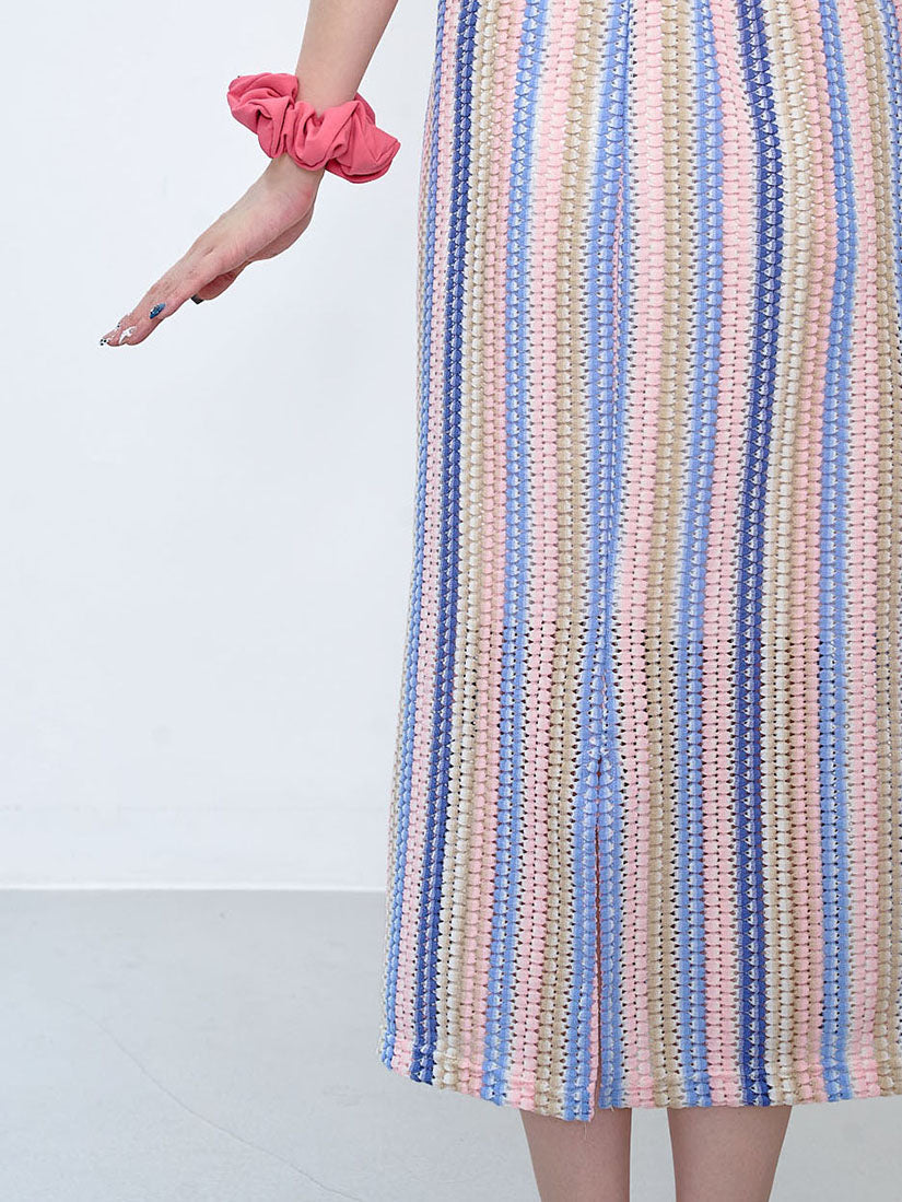 Bubble Striped Straight Skirt (2 Colours)