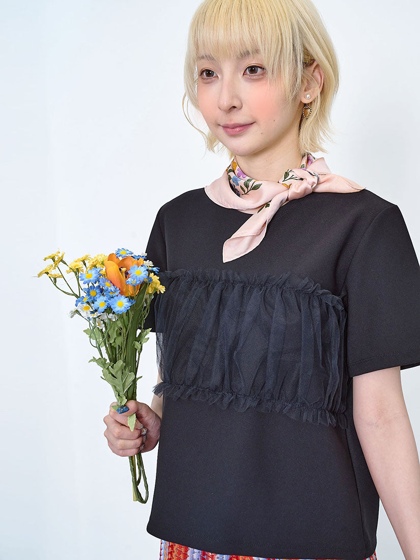 Ruffle Mesh Panel Top (2 Colours)