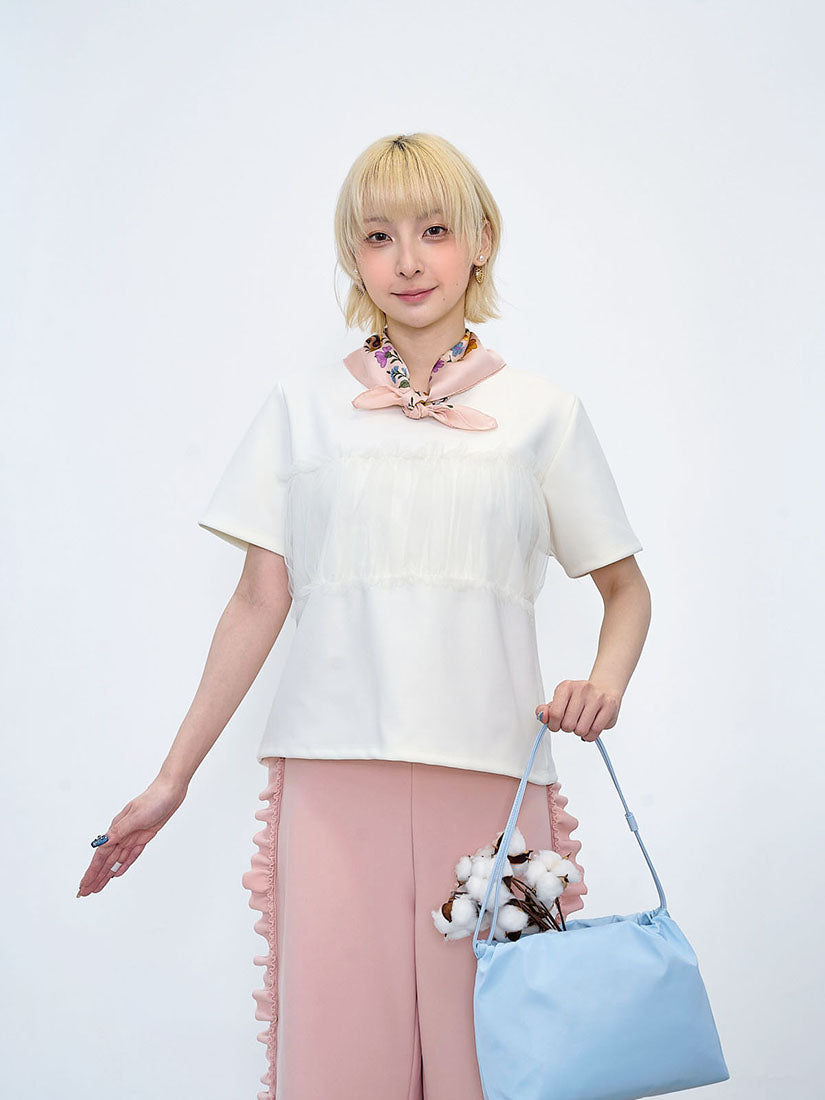Ruffle Mesh Panel Top (2 Colours)