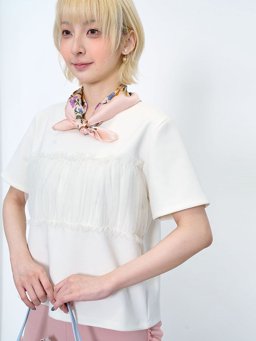 Ruffle Mesh Panel Top (2 Colours)