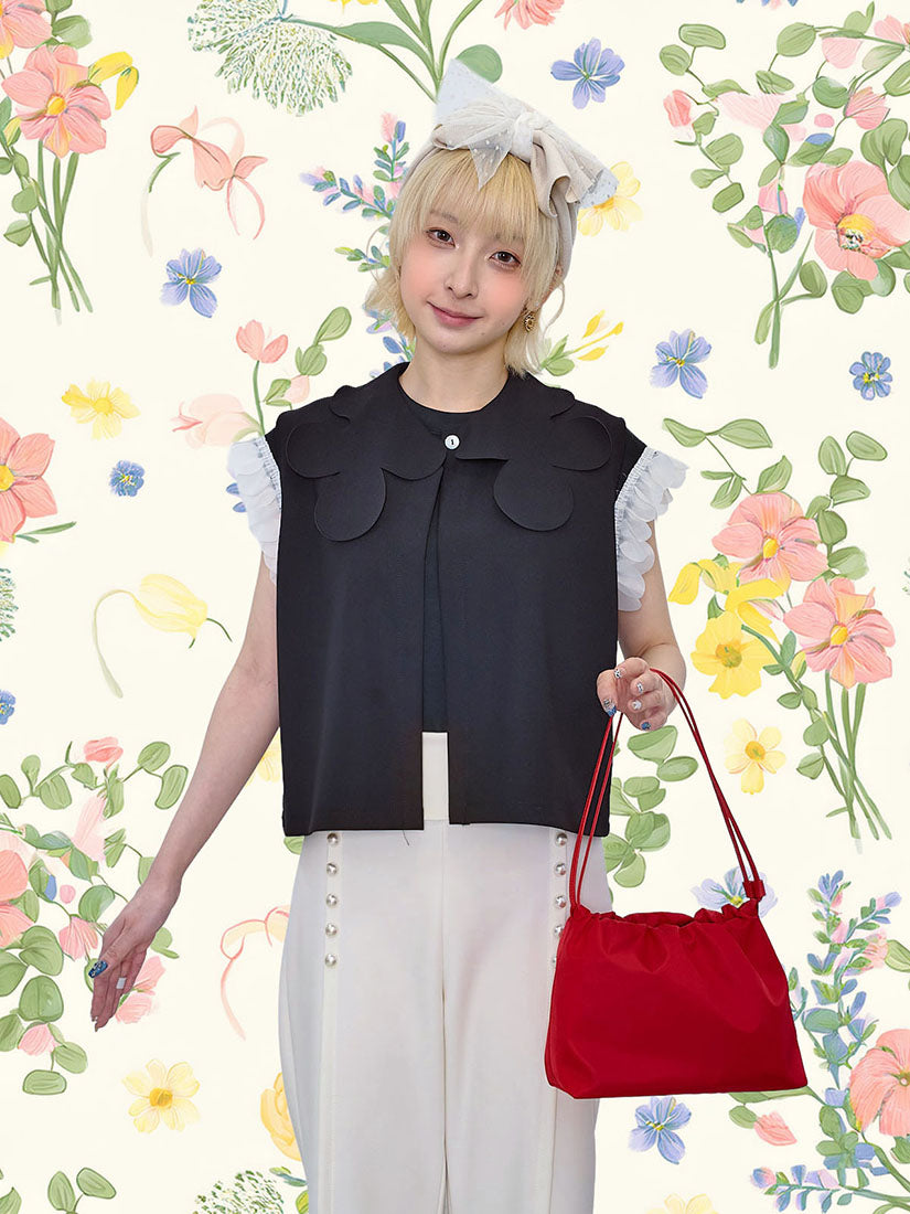 Flower Collar Open Front Vest (2 Colours)