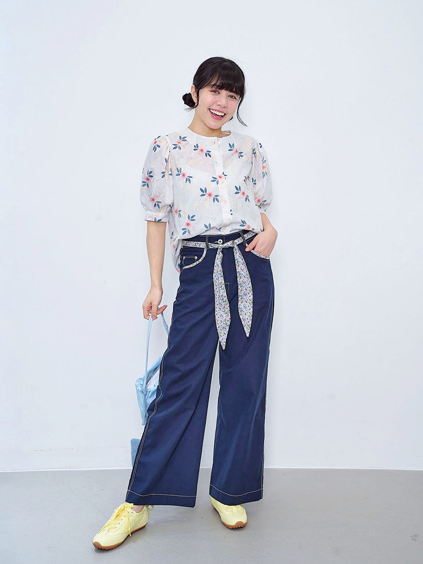 Floral Embroidered Printed Blouse (2 Colours)