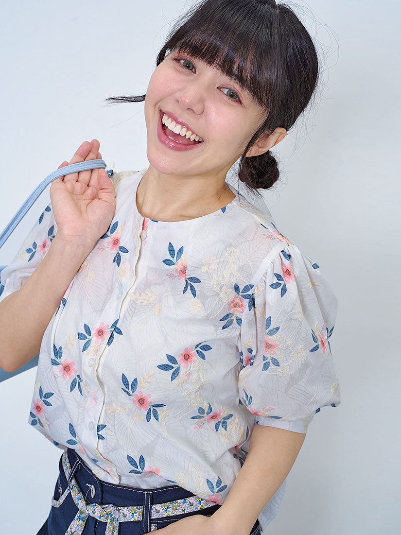 Floral Embroidered Printed Blouse (2 Colours)