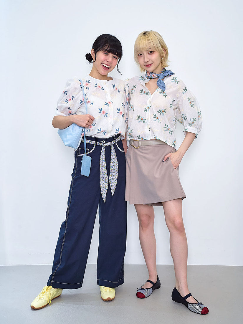 Floral Embroidered Printed Blouse (2 Colours)