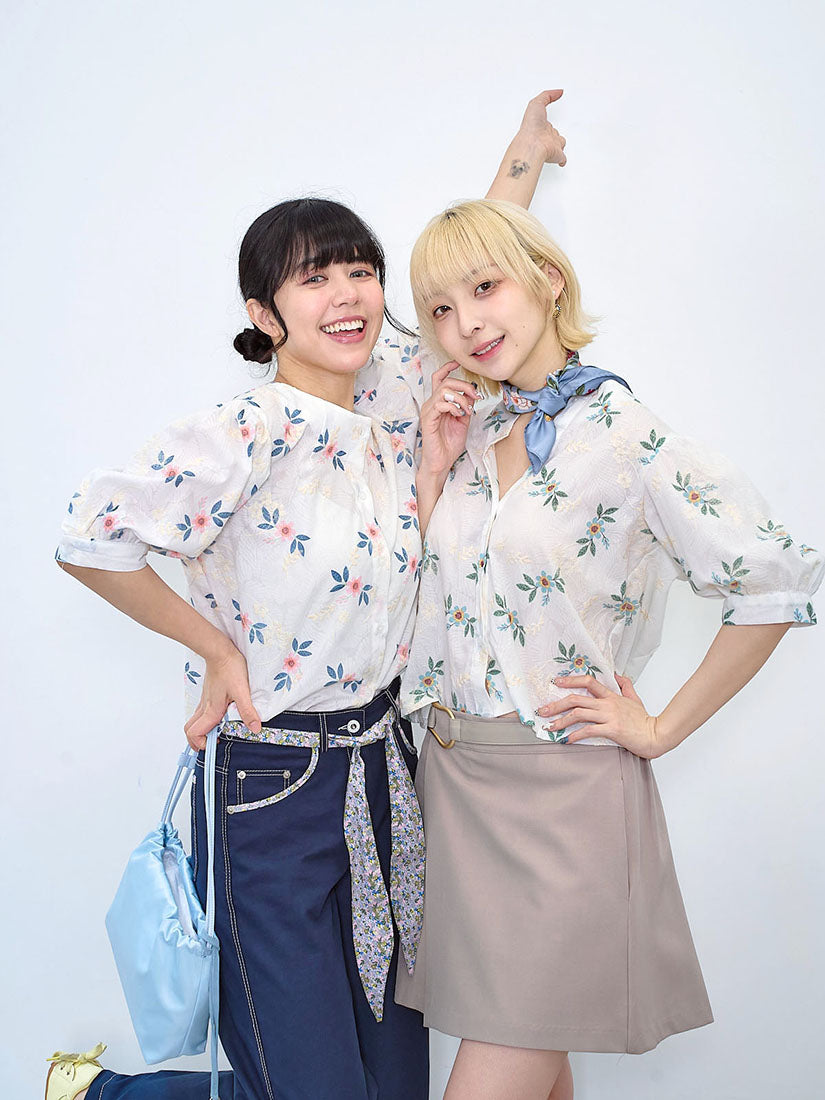 Floral Embroidered Printed Blouse (2 Colours)