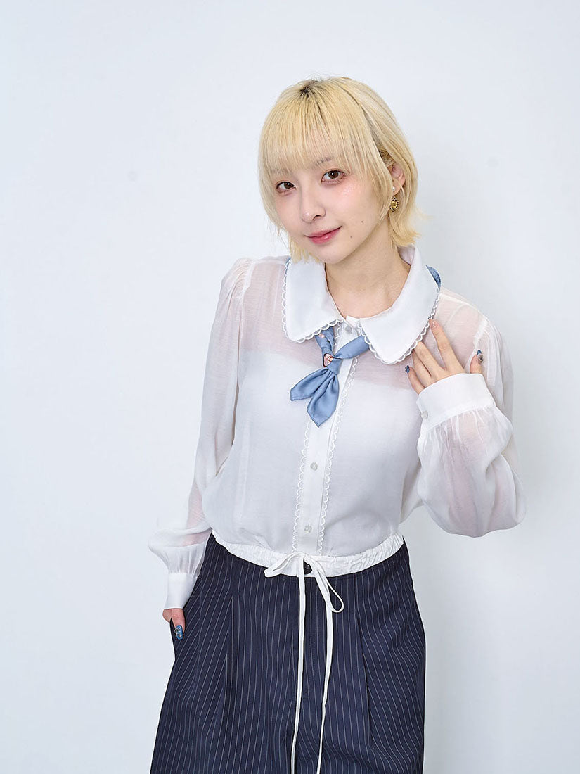 Scallop Lace Edge Blouse (2 Colours)