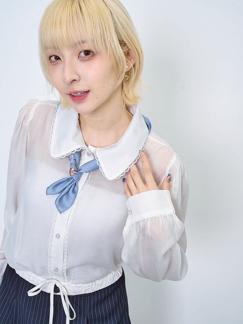 Scallop Lace Edge Blouse (2 Colours)