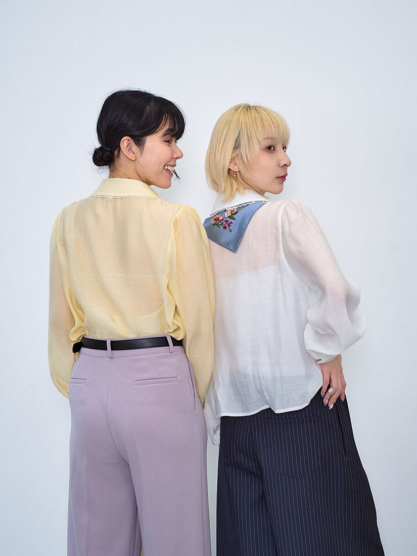 Scallop Lace Edge Blouse (2 Colours)