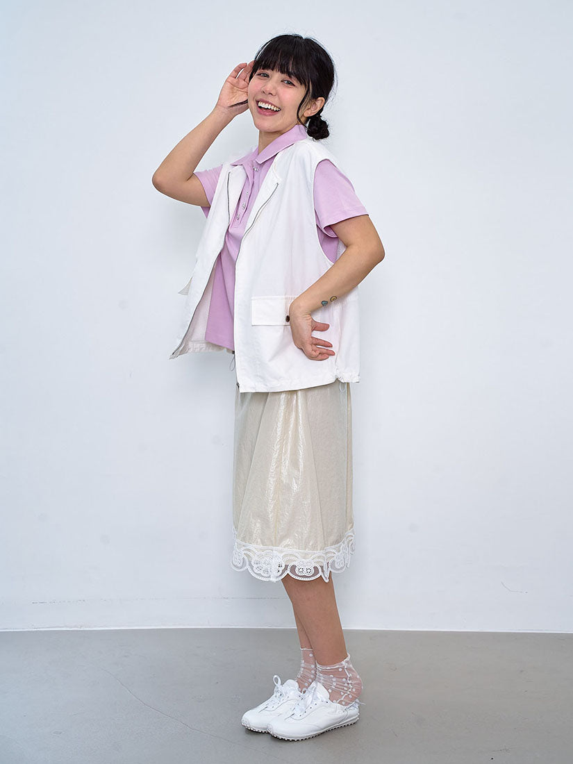 Drawstring Waist Zip Up Vest Jacket (2 Colours)