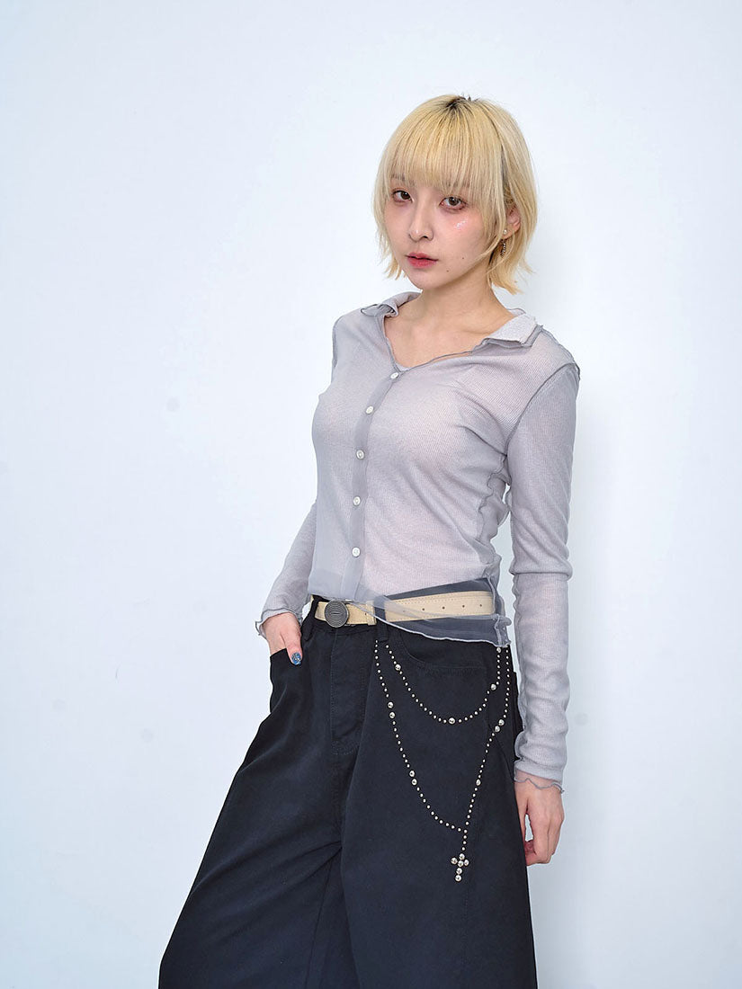 Studs Curve Leg Pants (2 Colours)