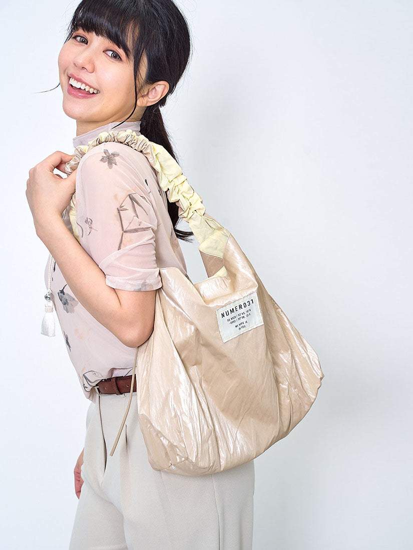 Ruffle Strap Shiny Shoulder Bag (3 Colours)