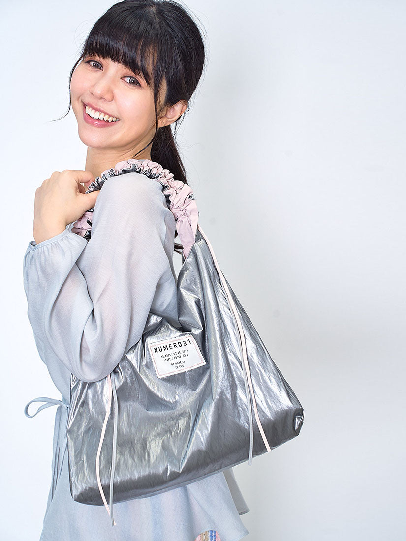 Ruffle Strap Shiny Shoulder Bag (3 Colours)