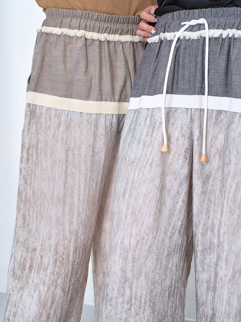 Drawstring Tassel Waist Panel Pants (2 Colours)