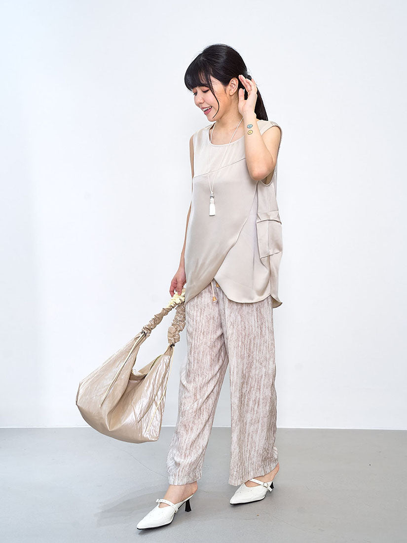 Ruffle Strap Shiny Shoulder Bag (3 Colours)