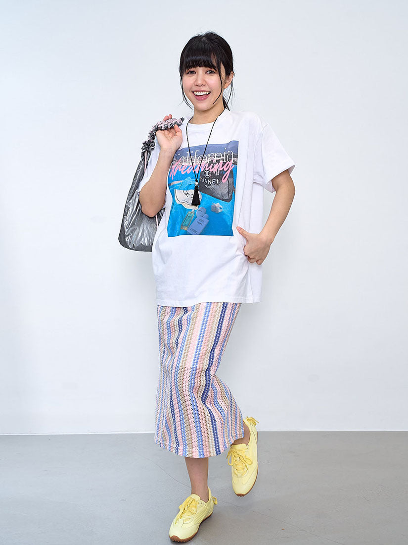 Bubble Striped Straight Skirt (2 Colours)