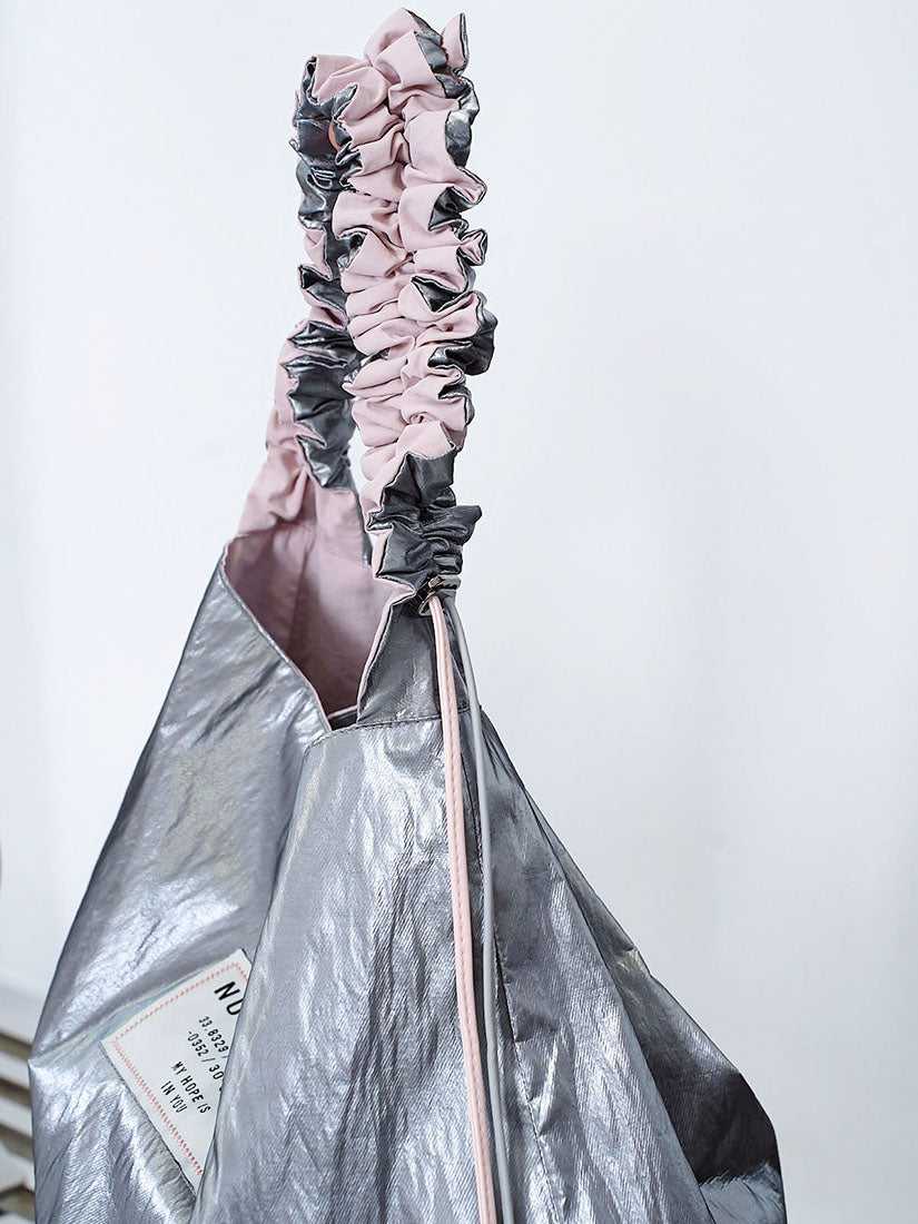 Ruffle Strap Shiny Shoulder Bag (3 Colours)