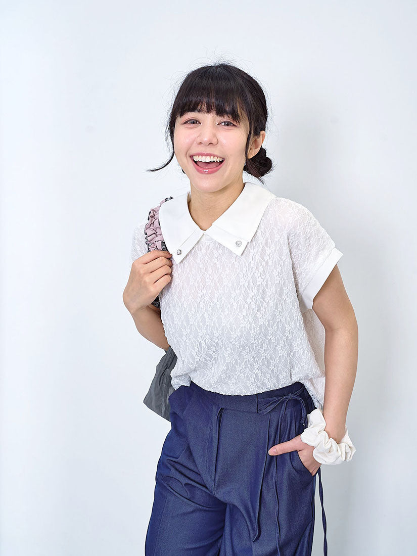 Pleated Collar Lace Top (2 Colours)
