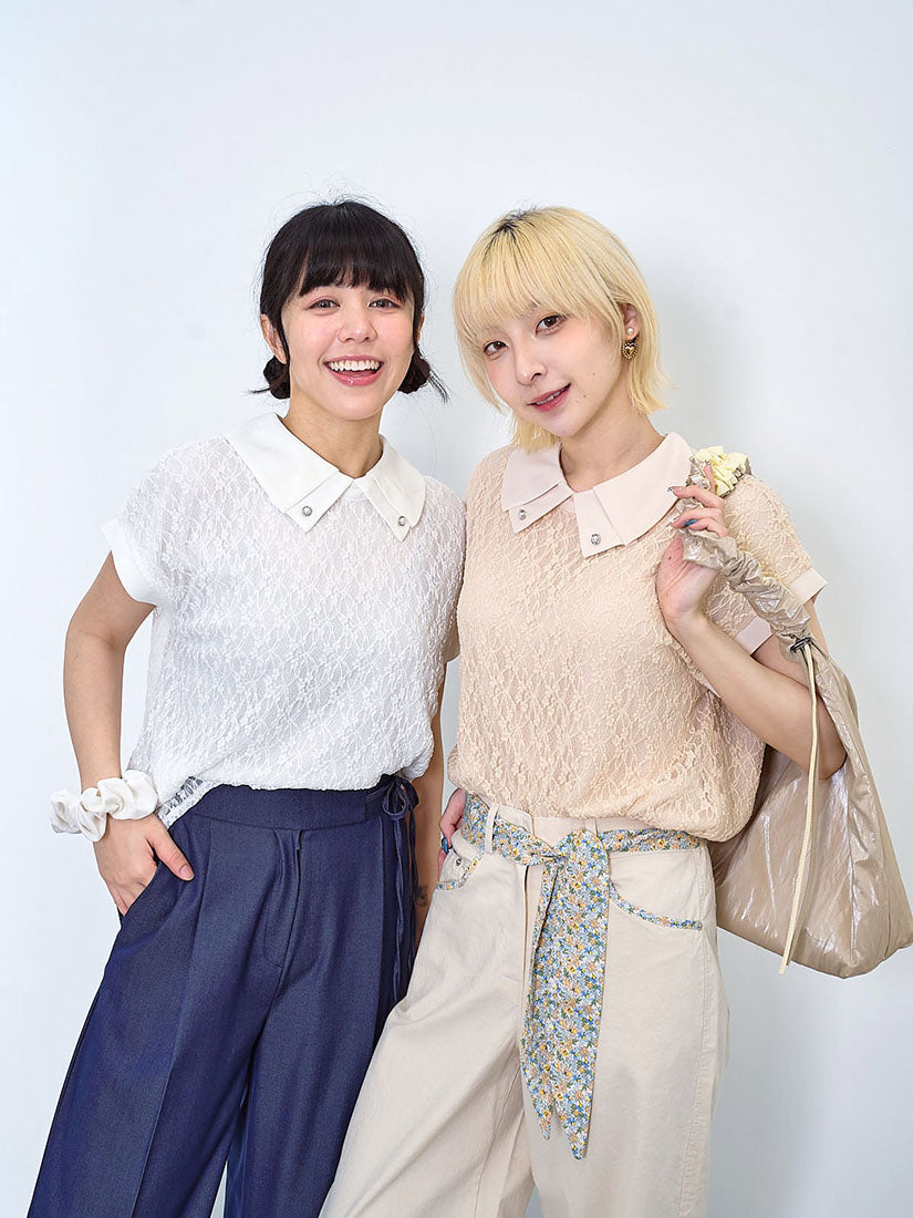Pleated Collar Lace Top (2 Colours)