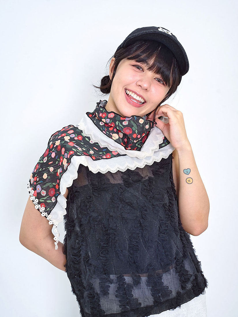 Lace Trim Floral Printed Scarf (2 Colours)