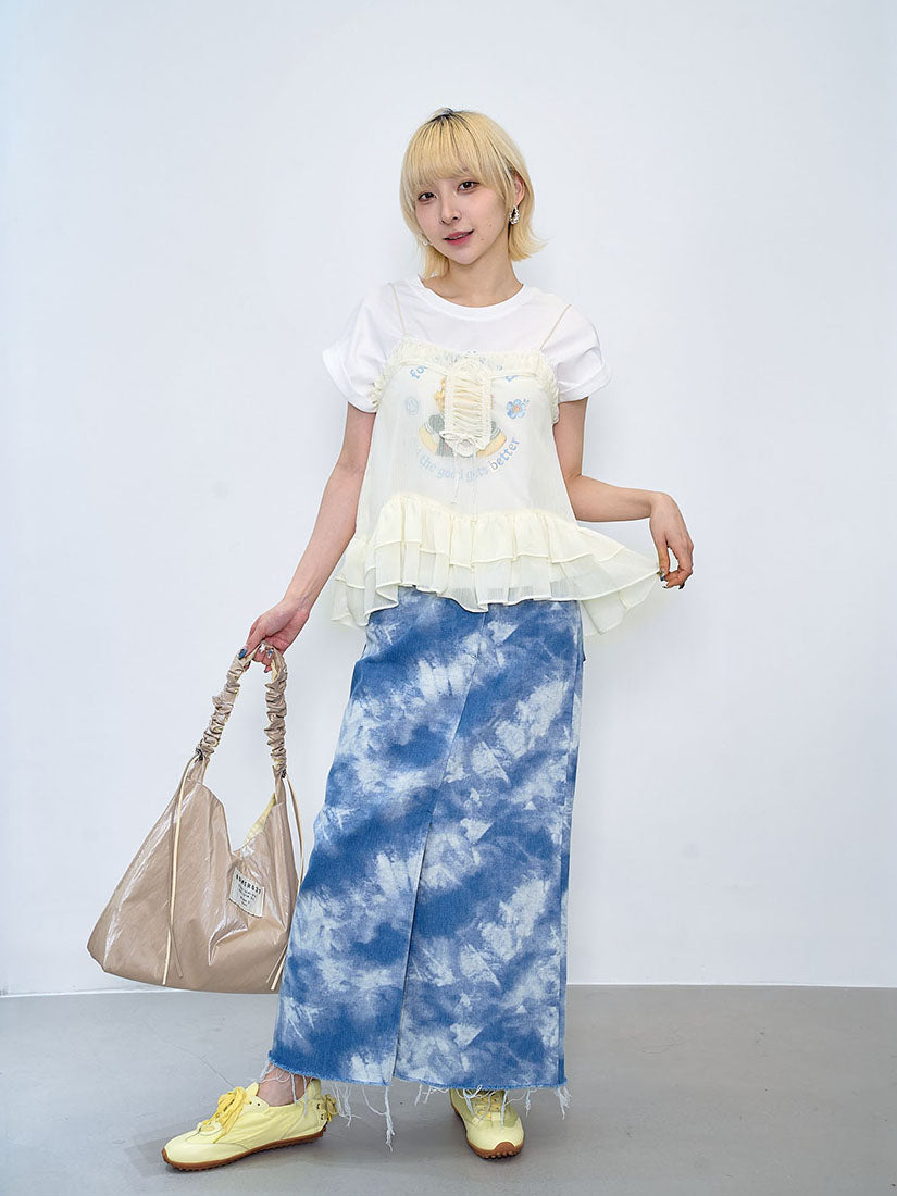 Lace Trim Ruffle Hem Cami Top (2 Colours)